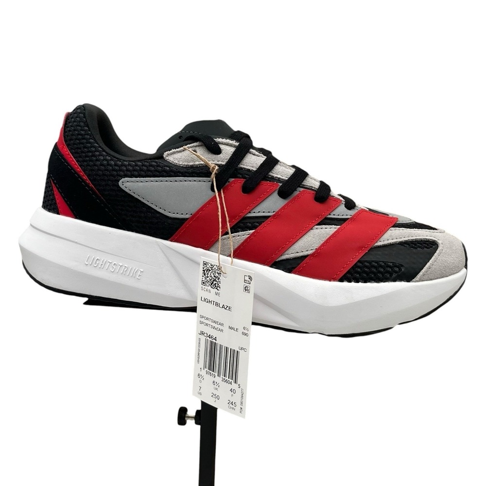 adidas Men's Lightblaze Athletic Sneakers Size 7 Black Gray Red Comfort‎ Shoes